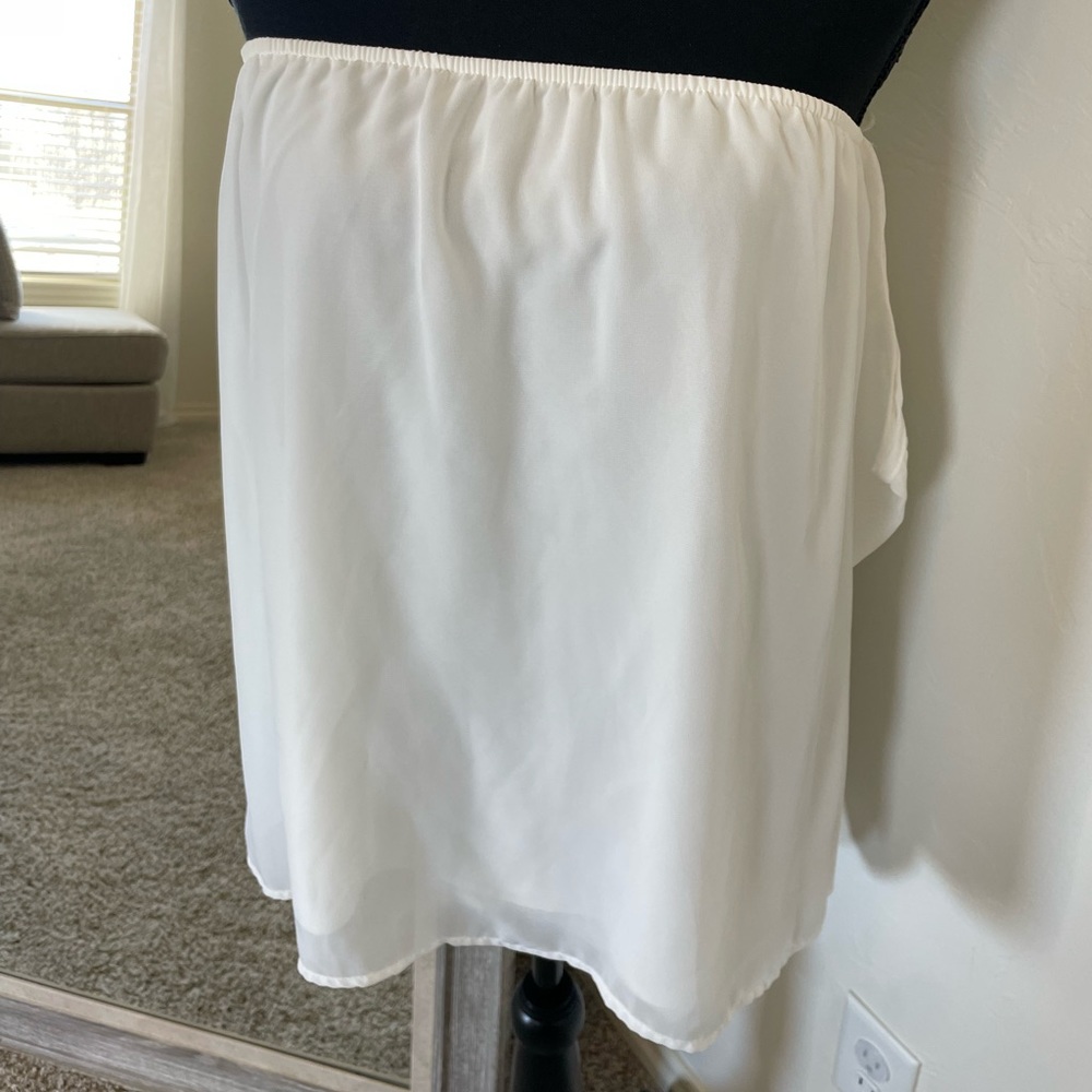 Rachel Kate- White sheer strapless blouse with long sleeves attached. large. - Picture 2 of 5